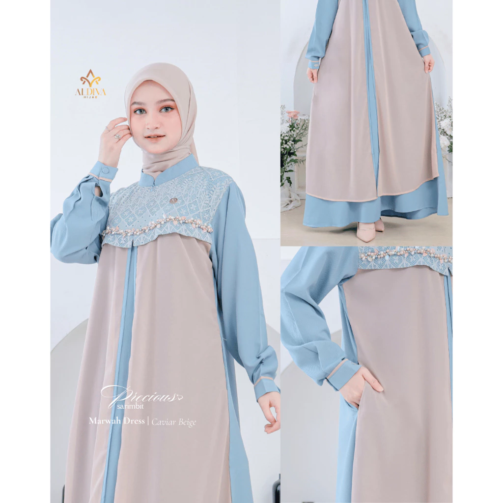Dress Gamis Wanita Dewasa Marwah Precious Sarimbit By Aldiva - Gambar 4