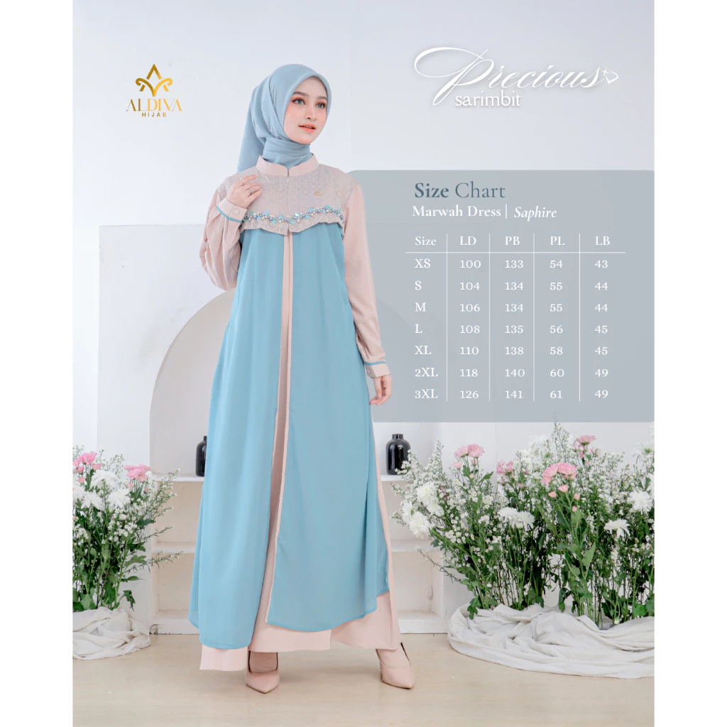 Dress Gamis Wanita Dewasa Marwah Precious Sarimbit By Aldiva - Gambar 3