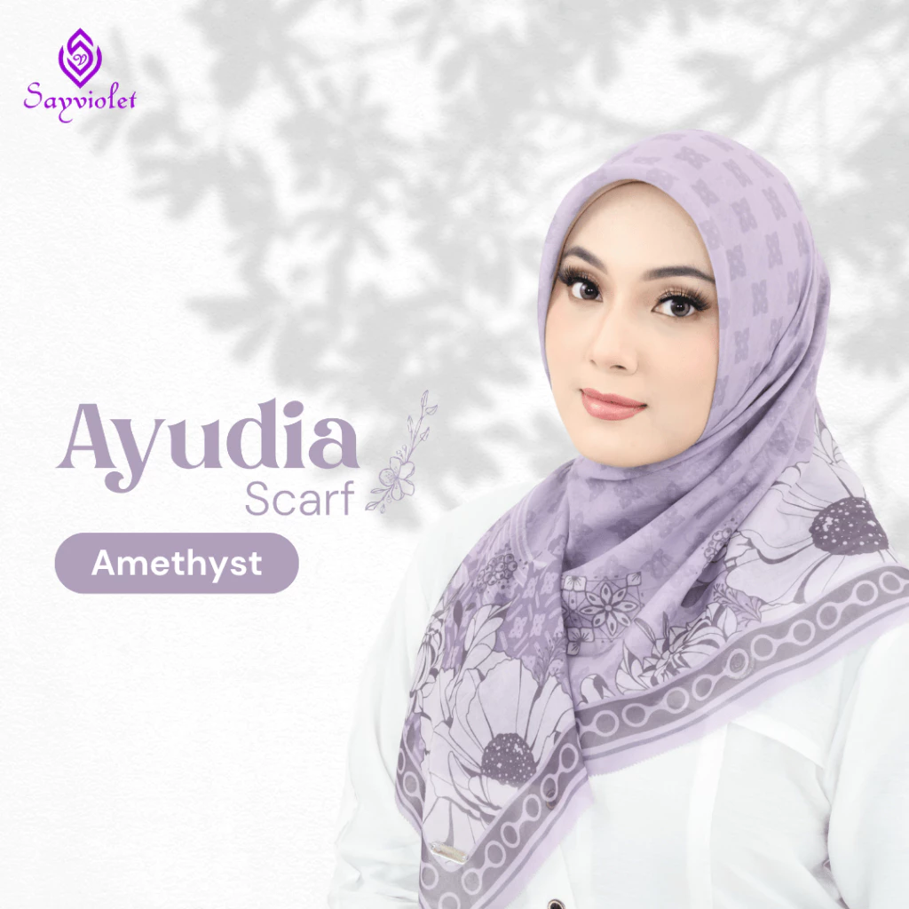 Hijab Kerudung Motif Segi Empat Scarf Hijab Ayra & Ayudia By Sayviolet - Gambar 4