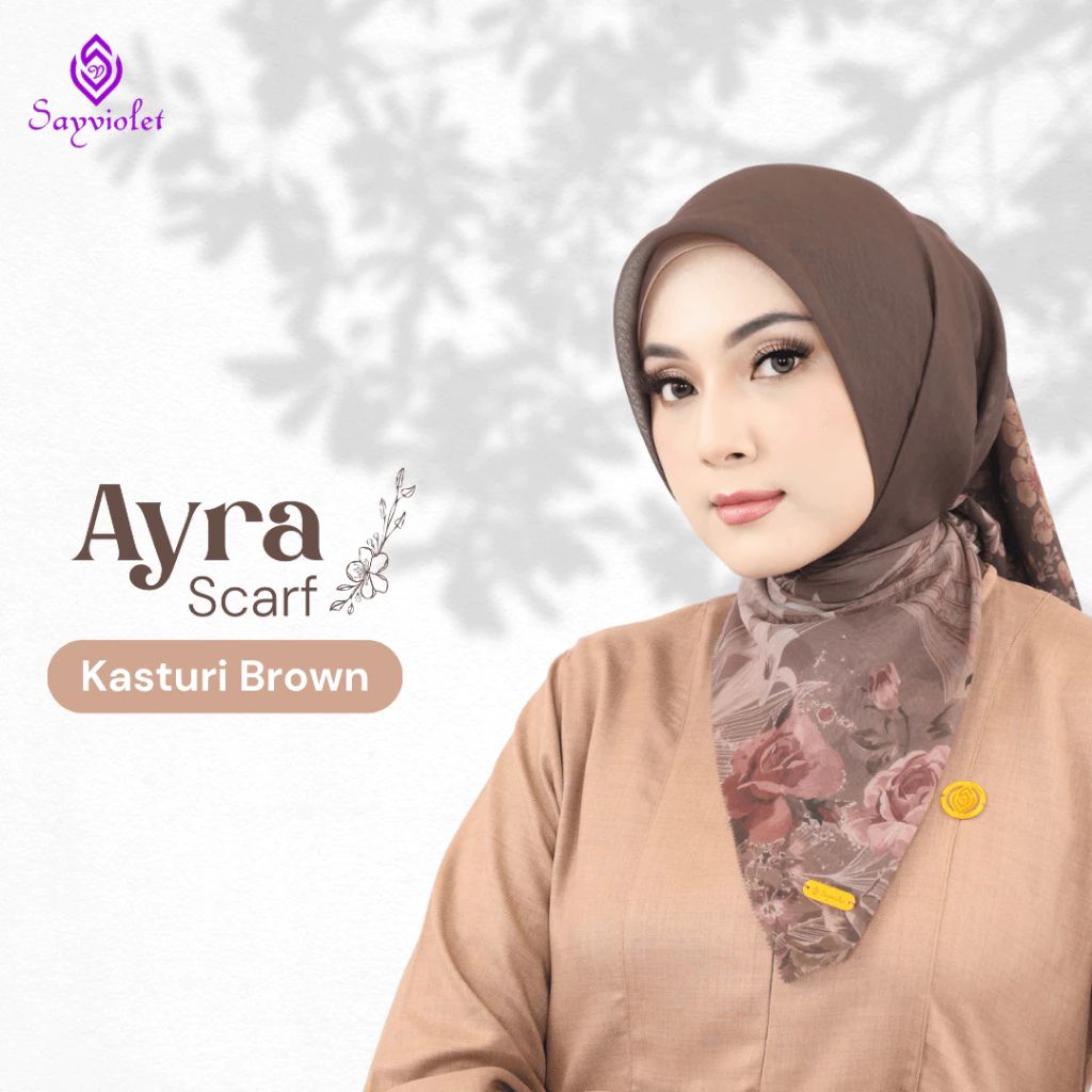 Hijab Kerudung Motif Segi Empat Scarf Hijab Ayra & Ayudia By Sayviolet - Gambar 3