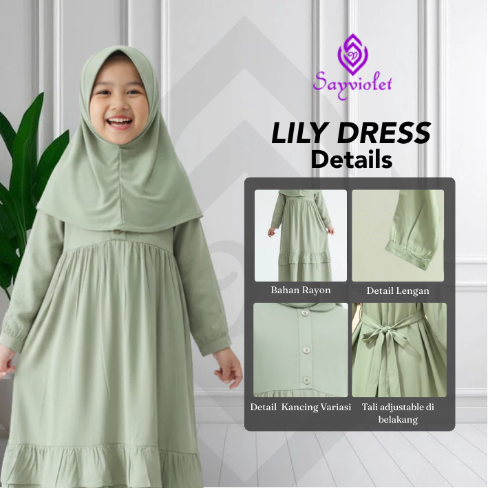 Lily Dress - Dress Anak Muslimah - By Sayviolet - Violet Gallery - Gambar 3